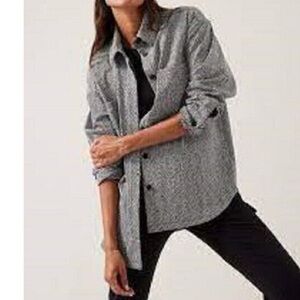 ATHLETA BRAIDEN BLACK & WHITE TEXTURED SHIRT JACKET BUTTON FRONT SIZE MEDIUM